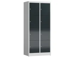 Lockerkast 1800x800x500mm 2x4 vakken cilinderslot, sokkel, RAL7016