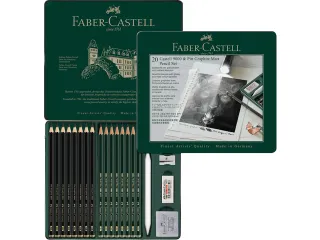 Grafietpotlood Faber-Castell Pitt Mat 8st. en 9000 8st. in blik - 1