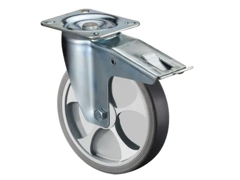 zwenkwiel m. rem,draagverm. 110kg,TPE-banden,Ø 100mm,wiellager