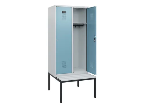 locker met bank,HxBxD 1950x800x815mm,2vak,vak B 400mm,cilinderslot