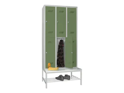 banklocker,dubbeldeks,HxBxD 2150x900x800mm,RAL7035,front RAL6011