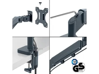 Monitorarm Leitz Ergo ruimtebesparend enkel donkergrijs - 16