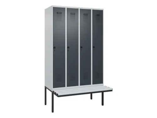locker met bank,voor scheiding van kleding,HxBxD 2120x1200x815mm,4vak