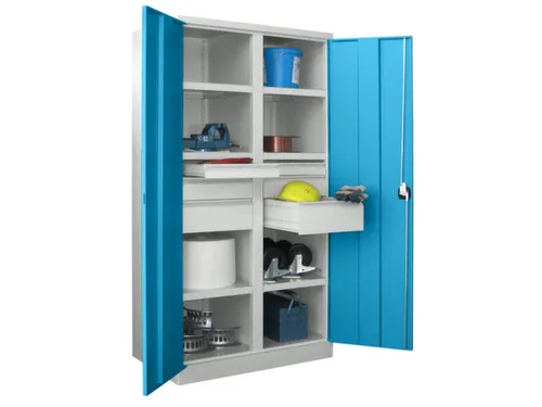 systeemkast,HxBxD 1950x1040x630mm,6xStalen bodem,RAL7035,front RAL5012