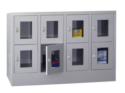 lockerkast,HxBxD 855x1200x500mm,4x2vakken,RAL7035,front RAL6011