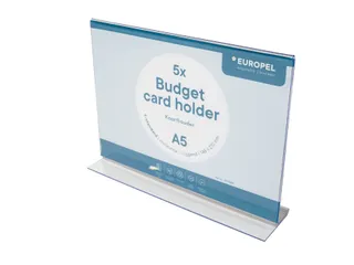 Kaarthouder Budget T-Standaard A5 1,5 Mm Liggend Acryl set van 5 stuks - 3
