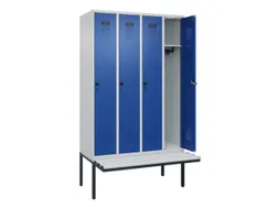locker met bank,HxBxD 2120x1200x815mm,4vak,vak B 300mm,draaigrendel