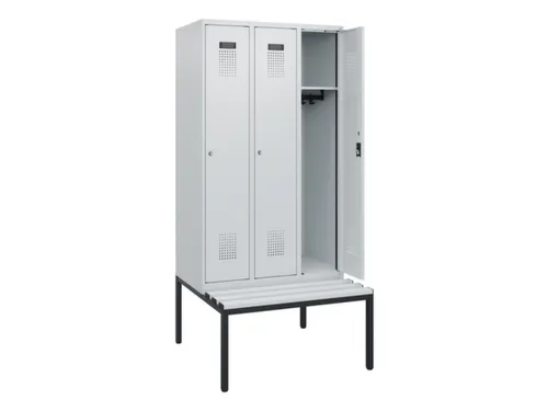 locker met bank,HxBxD 1950x900x815mm,3vak,vak B 300mm,cilinderslot