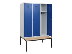 locker met bank,HxBxD 1950x1200x815mm,3vak,vak B 400mm,cilinderslot
