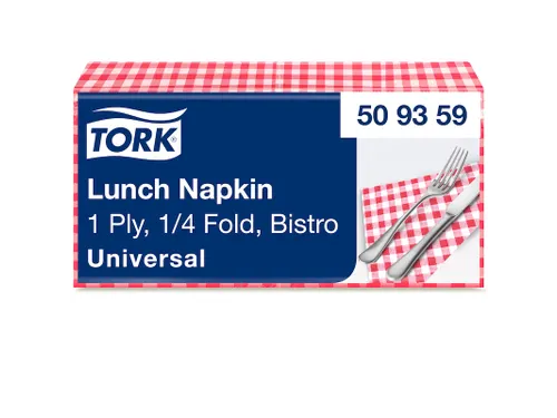 Servetten Tork 509359 1-laags 32x32cm rood 400st. 1/4 vouw