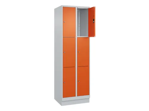lockerkast,HxBxD 1950x600x500mm,2x3vakken,vak B 300mm,cil.-slot,sokkel
