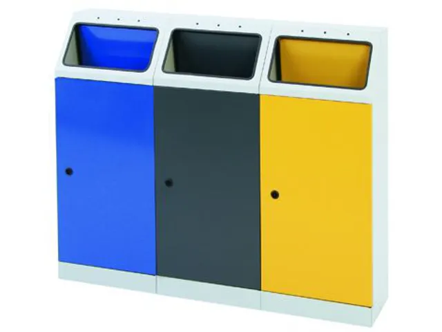 Afvalverzamelstation 3x45 Liter Romp Ral7035 Ral 5010/ral7016/ral1003
