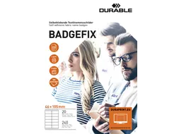 Naambadge etiket Durable 8363 46x105mm zelfklevend wit 240 stuks