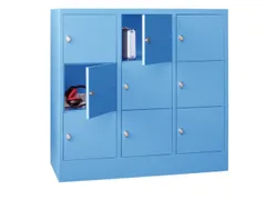 lockerkast,HxBxD 1187x1200x500mm,3x3vakken,RAL7035,front RAL7016