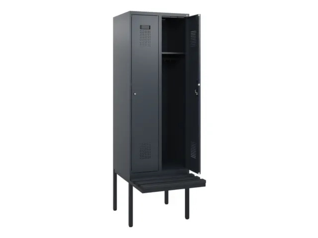 locker met bank,HxBxD 1950x600x815mm,2vak,vak B 300mm,cilinderslot