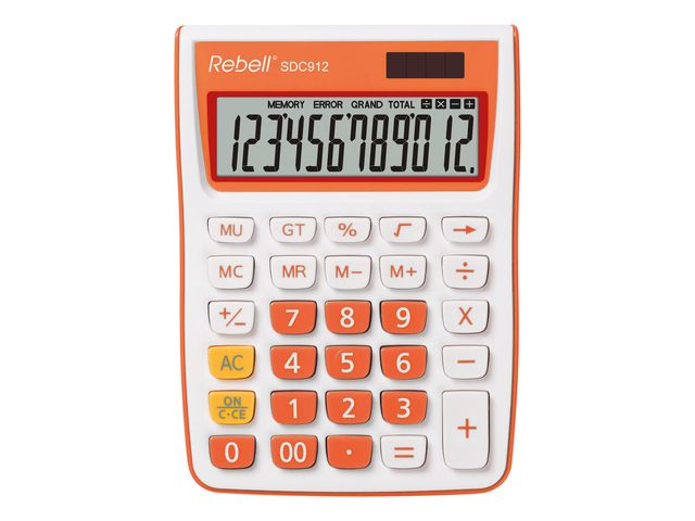 Calculator Rebell-SDC912OR-BX wit-oranje desktop | RekenmachinesWinkel.be