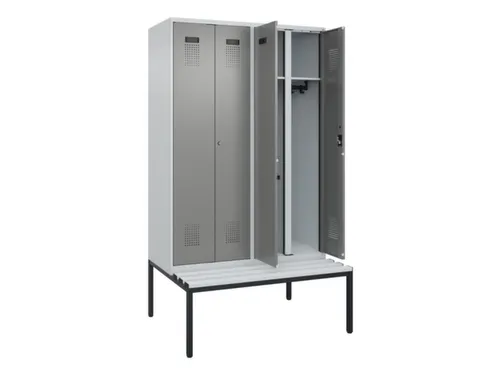 locker met bank,voor scheiding van kleding,HxBxD 2120x1200x815mm,4vak