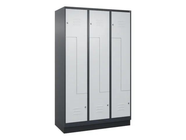 Z-garderobekast,HxBxD 1950x1200x500mm,vak B 200/400mm,cil.-slot,sokkel