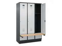 locker met bank,HxBxD 1950x1200x815mm,3vak,vak B 400mm,cilinderslot