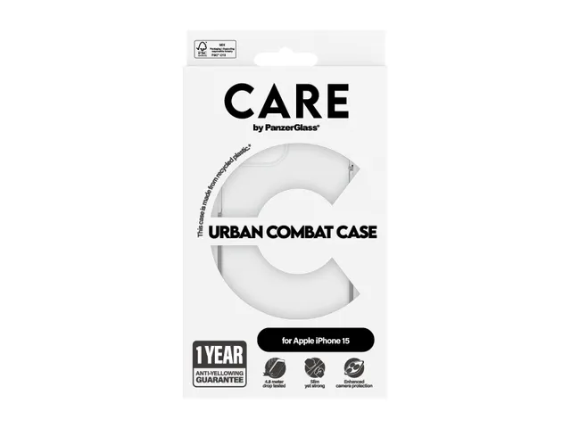 PanzerGlass CARE by Urban Combat Case Transparent iPhone 15, Hoe