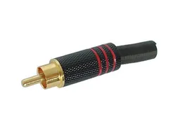 Mannelijke Rca Plug Vergulde Stekker Zwarte Metalen Behuizing Rood