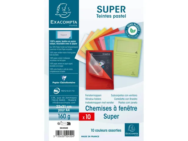 Super Map Venstermappen, A4, 160 g/m², Assorti 10 stuks