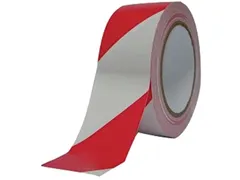 Afzetlint, rood/wit, op rol, per stuk