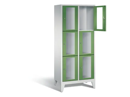 lockerkast 1850x810x500mm 2x3 vakken Cilinderslot Poten, RAL6011