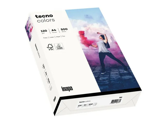 Inapa Tecno colors Gekleurd papier A4 Wit 120 gram 250vel