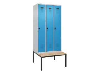 locker met bank,voor scheiding van kleding,HxBxD 2120x900x815mm,3vak - 2