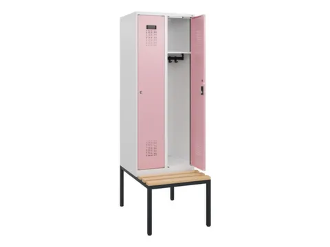 locker met bank,HxBxD 1950x600x815mm,2vak,vak B 300mm,cilinderslot
