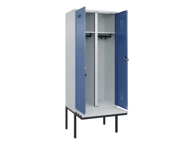 locker met bank,voor scheiding van kleding,HxBxD 2120x800x815mm,2vak