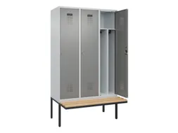 locker met bank,voor scheiding van kleding,HxBxD 2120x1200x815mm,3vak