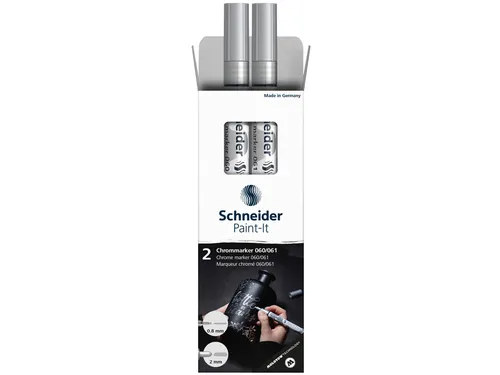 Viltstift Schneider Paint-it 060 - 061 2.0mm en 0.8mm mtl chrome 2st