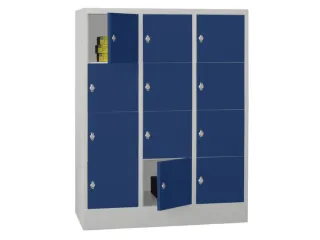 lockerkast,HxBxD 1518x1200x500mm,3x4vakken,RAL7035,front RAL5010 - 2