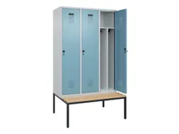 locker met bank,voor scheiding van kleding,HxBxD 2120x1200x815mm,3vak