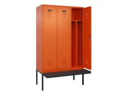 locker met bank,voor scheiding van kleding,HxBxD 2120x1200x815mm,3vak