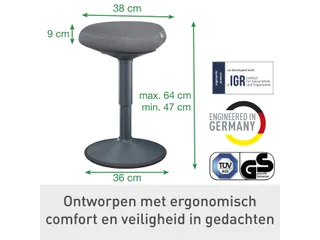 Actieve zitkruk Leitz Ergo met comfortzitting 47-64cm - 4