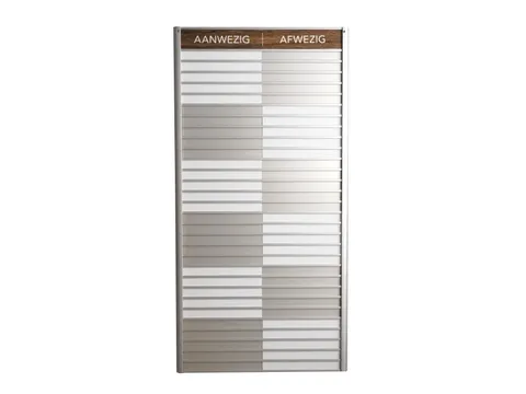 Menoor In-Uit bord 30 namen Aluminium Aanwezig/Afwezig donker Houtlook