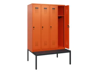 locker met bank,HxBxD 1950x1200x815mm,4vak,vak B 300mm,draaigrendel - 1