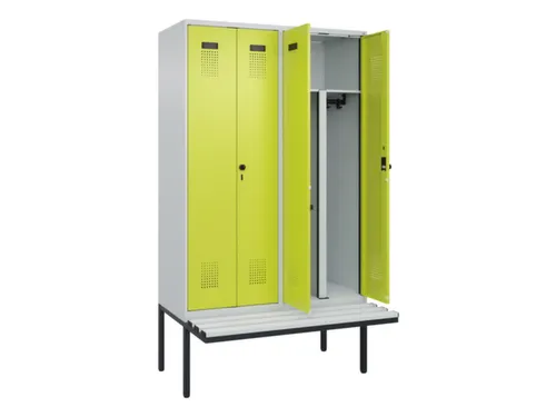 PBM-locker met bank,HxBxD 2120x1200x815mm,4vak,vak B 300mm