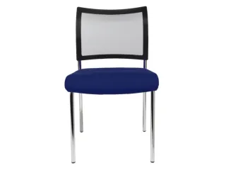 Bezoekersstoel Zitting Donkerblauw Stof Rug Netbekleding Zwart - 1
