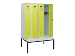 locker met bank,HxBxD 1950x1200x815mm,4vak,vak B 300mm,cilinderslot