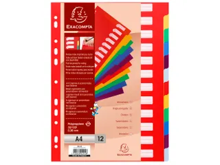 Tabbladen A4 Ondoorzichtig PP 0.30mm 12-Delig 11-Gaats Assorti - 6