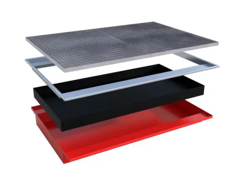 ophangbak,opvangvol. 173l,HxBxD 165x1765x1265/915mm,m. PE-element