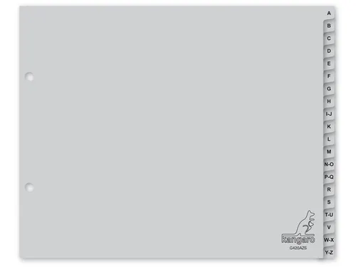 Tabblad Kangaro ordneralfabet A-Z PP 120 micron 2-gaats 20-delig