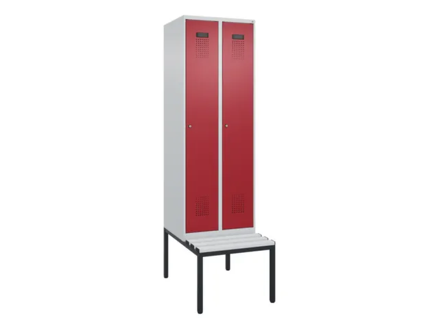 locker met bank,voor scheiding van kleding,HxBxD 2120x600x815mm,2vak