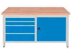 werkbank,HxBxD 860x1500x750mm,onderstel RAL5010,fronten RAL3020