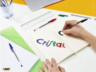Balpen Bic Cristal medium assorti blister à 5 stuks - 7
