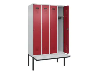 locker met bank,HxBxD 2120x1200x815mm,4vak,vak B 300mm,cilinderslot - 1